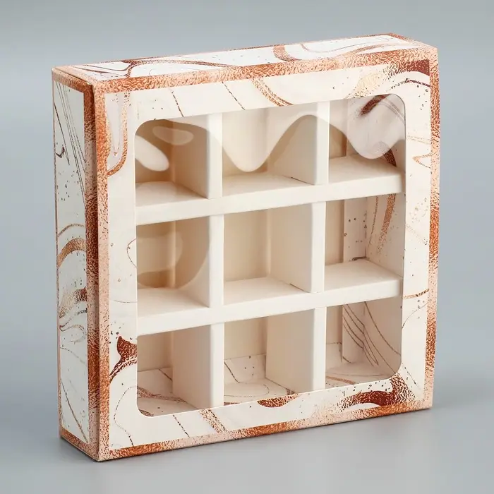 Коробка для конфет, кондитерская упаковка, 9 ячеек, «Мрамор», 14.5 х 14.5 х 3.5 см Коробка для конфет, кондитерская упаковка, 9 ячеек, «Мрамор», 14.5 х 14.5 х 3.5 см