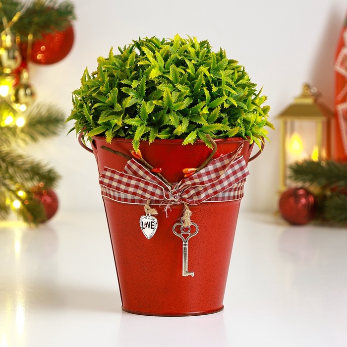 Кашпо Кашпо "Ведерко Рустад" красное, 12х12х13см