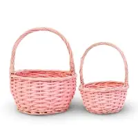 Набор корзин 2 шт  19х19х24, 15х15х8 см ручка h=14 см розовый