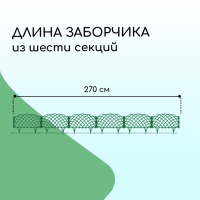 Ограждение декоративное, 34 × 270 см, 6 секций, пластик, зелёное, «Диадема»