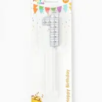 Свеча для торта &laquo;Элемент&raquo;, цифра "1" серебро