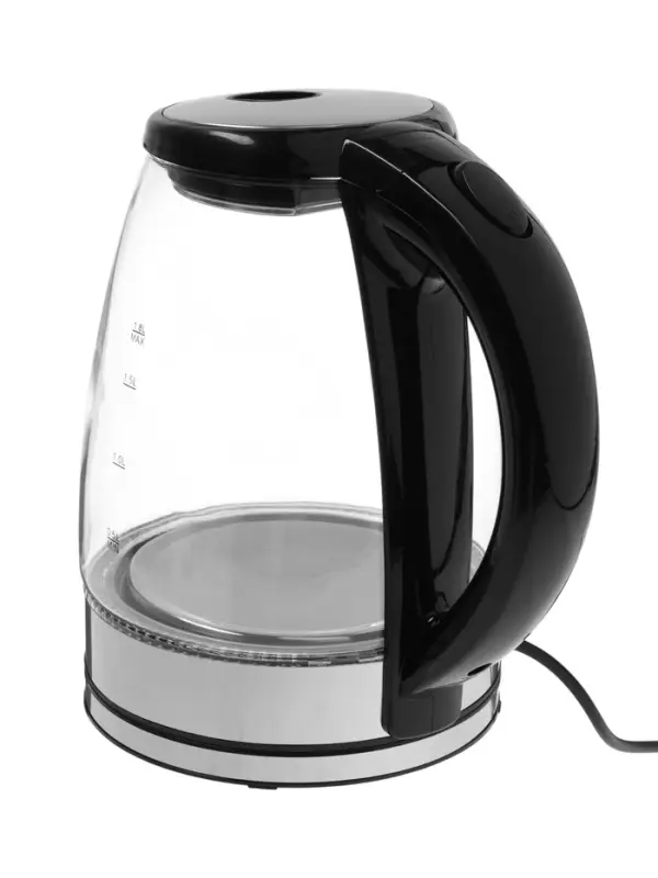 Чайник электрический Luazon LSK-1802, стекло, 1.8 л, 1500 Вт, подсветка, черно-стальной
