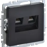 BRITE Розетка компьютерная двойная RJ45 кат.5E РК10-2-БрЧ черный IEK