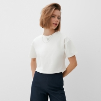 Футболка укороченная женская MINAKU OVERSIZE FIT: цвет экрю, р-р 50