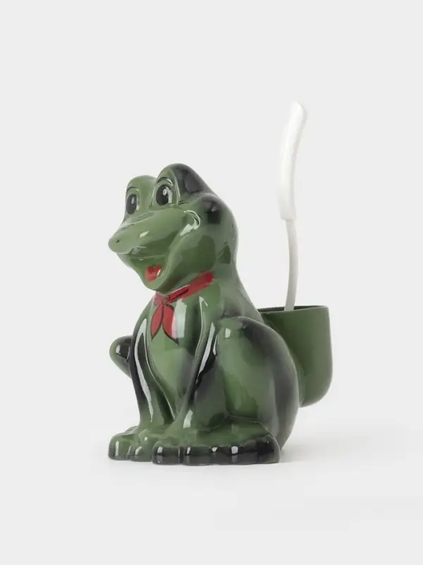 Ёршик для унитаза с подставкой &laquo;Лягушка&raquo;, фарфор, зелёный