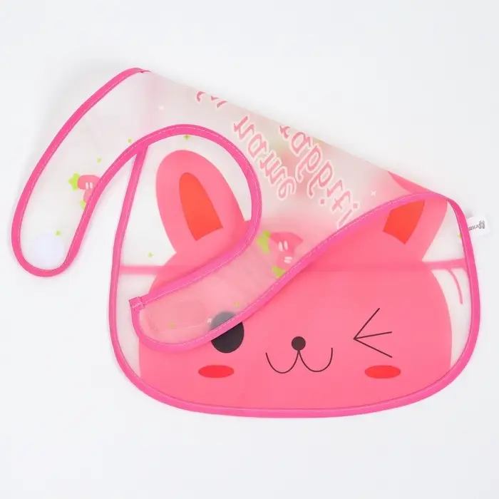 Нагрудник Крошка Я с карманом для девочки, непромокаемый, на липучке