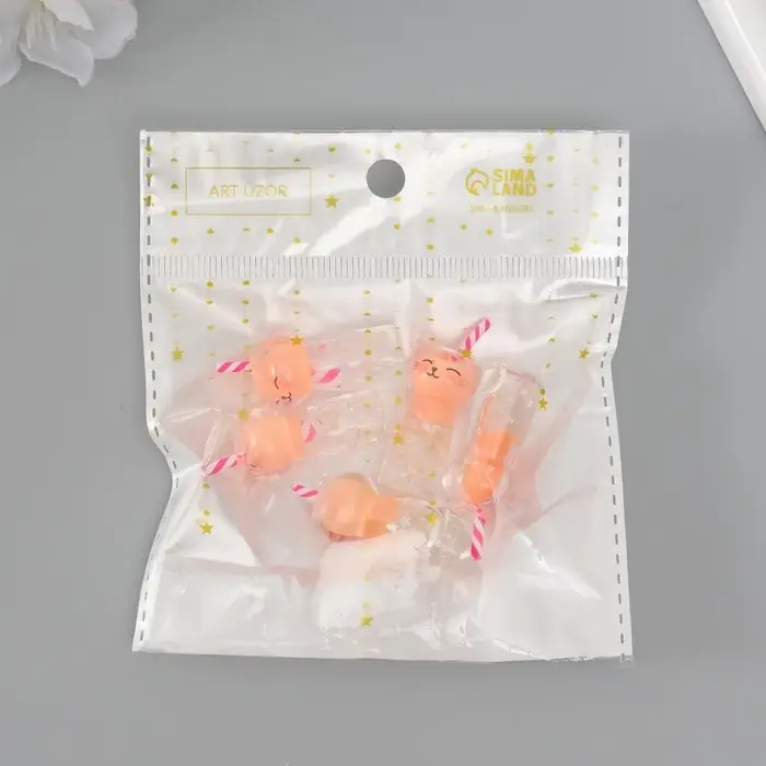 Подвеска для творчества акрил "Коктейль. Персик-кошка" светится в темноте 3,4х1,8х1,8 см