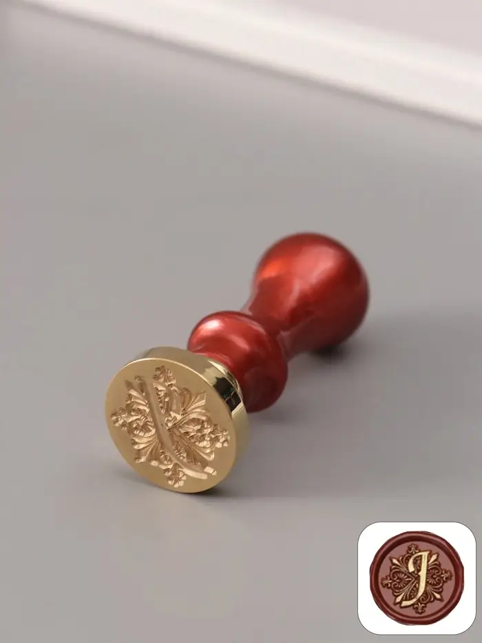 Печать для сургуча с пластиковой ручкой &laquo;Буква J на вензеле&raquo;, 2.5&times;2.5&times;6.3 см