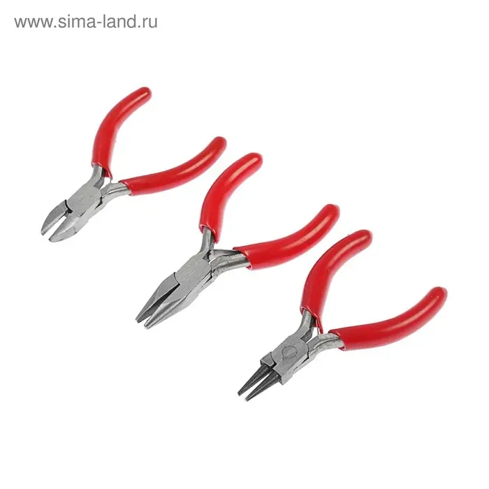 Набор инструментов ЛОМ, круглогубцы, длинногубцы и бокорезы, обрезиненные рукоятки, 80 мм