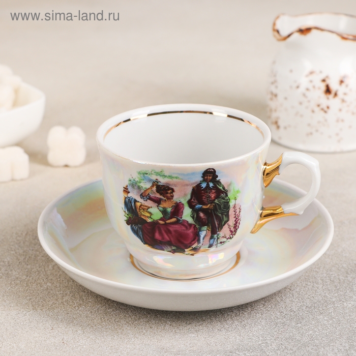 Чайная пара фарфоровая «Мадонна»: чашка 250 мл, блюдце d=15 см