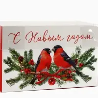 Коробка для капкейка «Снегири», 16 х 8 х 10 см