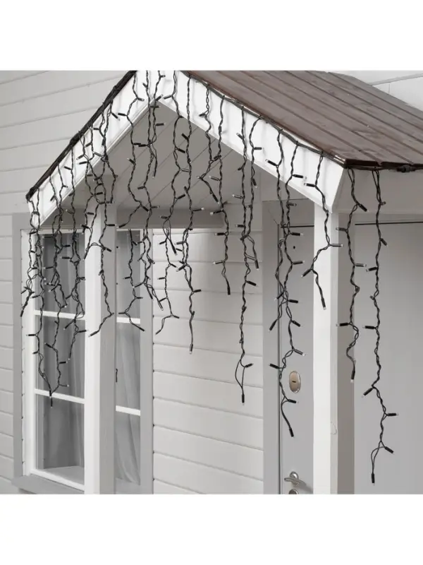 Гирлянда &laquo;Бахрома&raquo; 3&times;0.9 м, IP65, УМС, тёмная нить каучук, 144 LED, свечение синее, 220 В