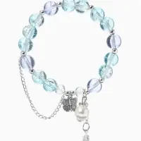 Браслет с подвесками &laquo;Сахарный. Бабочка и перо&raquo;, d=6 см, шар № 10/8, голубой, фиолетовый в серебре