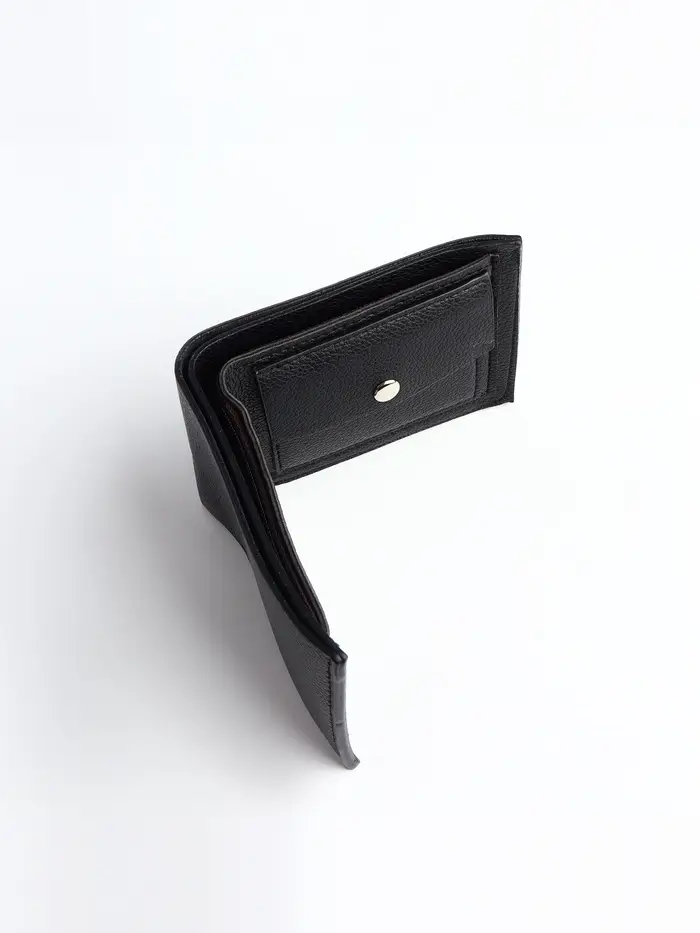 Портмоне мужское без застёжки, отдел для карт, монет, чёрное