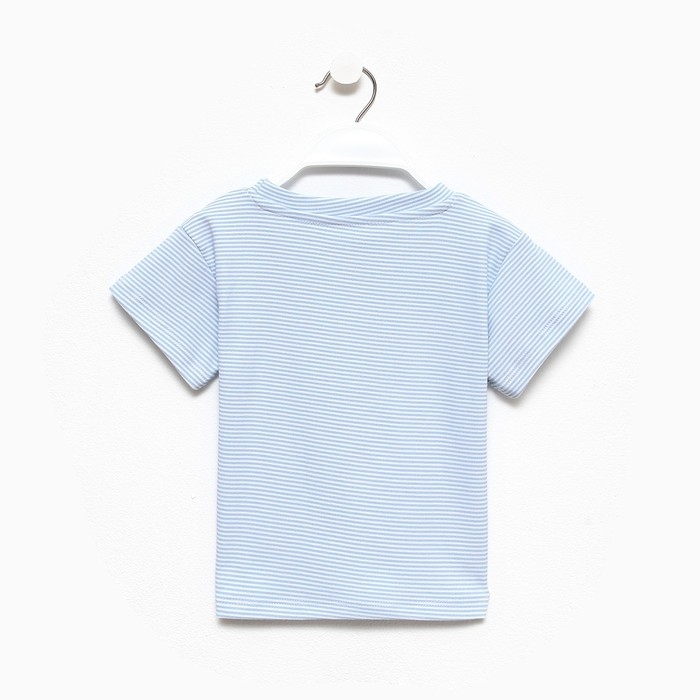 Футболка детская в полоску KAFTAN "Basic line", р.32 (110-116 см), голубой/белый