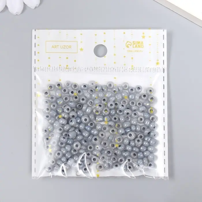 Бисер круглый размер 6/0  Бисер круглый размер 6/0 "Серый с перламутром" 20 гр