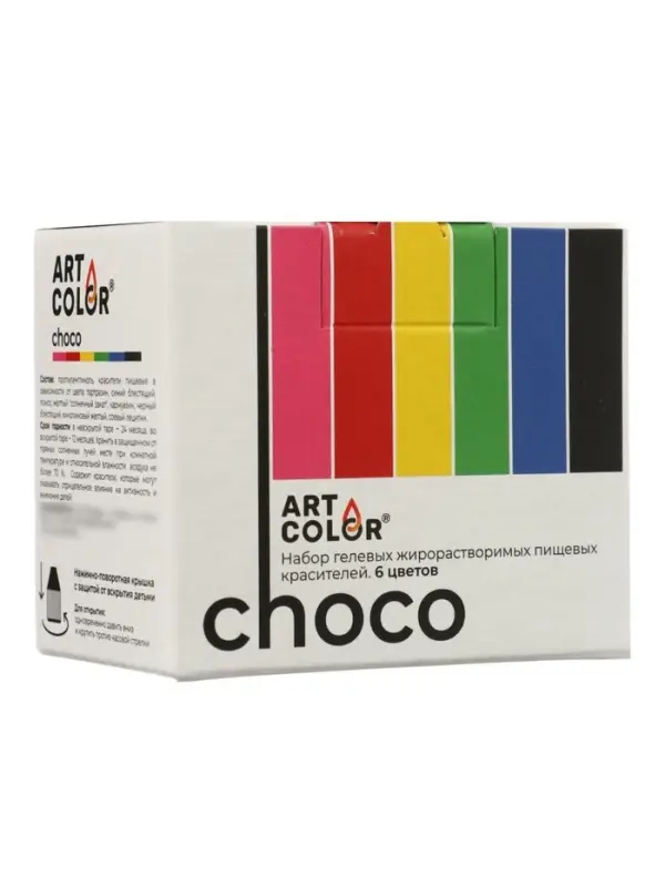 Набор гелевых жирорастворимых пищевых красителей Art Color choco, 6 цветов, 12 мл
