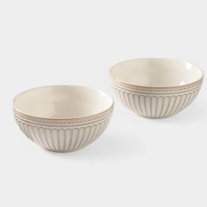 Салатники Доляна &laquo;Винтаж&raquo;, d=15 см, набор 2 шт., керамика, бежевые