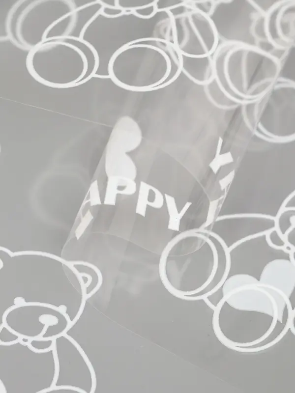 Пленка для цветов "Мишки", белая, 0,7 х 7,6 м, 40 мкм, 200 гр