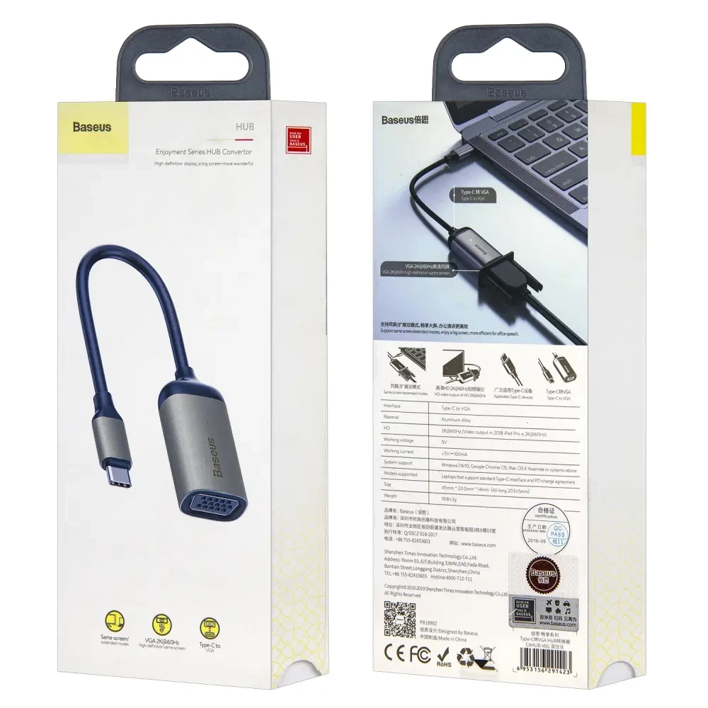 *Переходник Type-C на VGA Baseus CAHUB-VOG