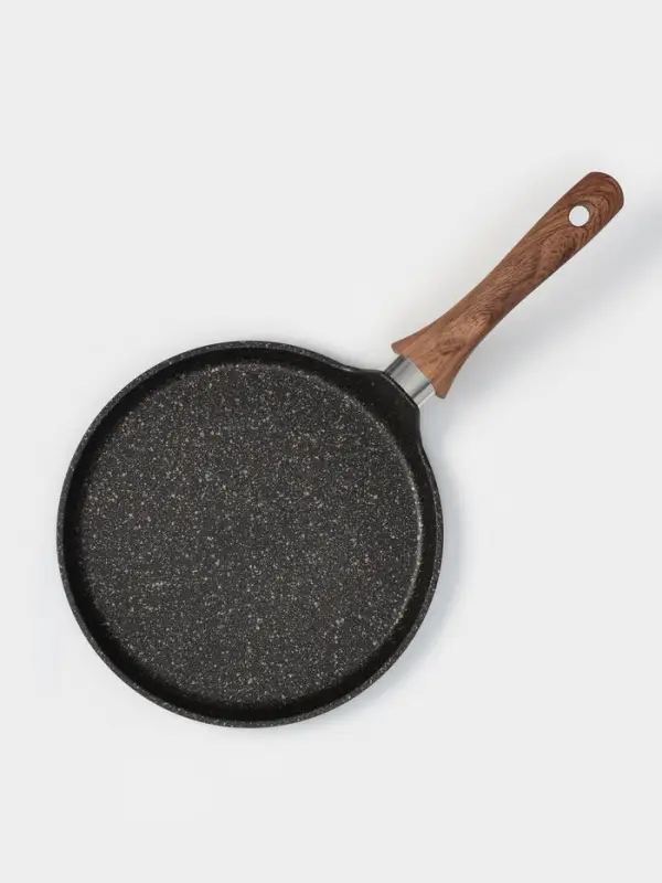 Сковорода блинная KUKMARA Granit Ultra, d=24 см, пластиковая ручка, антипригарное покрытие, литой алюминий, чёрная