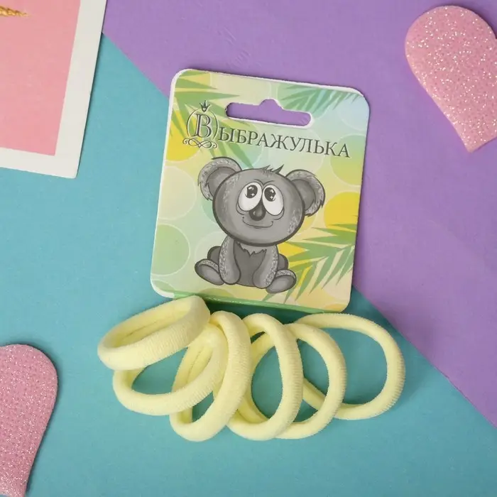 Резинка для волос  Резинка для волос "Радуга" (набор 6 шт) жёлтый