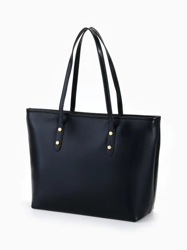 Сумка-шопер женская на молнии, размер 30.5&times;12&times;27 см, однотонная, чёрная