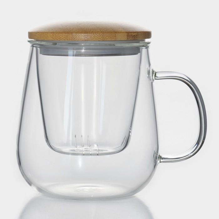 Кружка стеклянная для заваривания со стеклянным ситом «Эко», 500 мл Кружка стеклянная для заваривания со стеклянным ситом «Эко», 500 мл