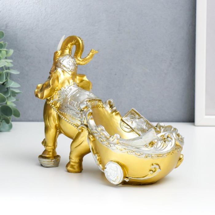 Сувенир полистоун подставка под бутылку Сувенир полистоун подставка под бутылку "Слон с колесницей" 17,5х22,5х10,5 см