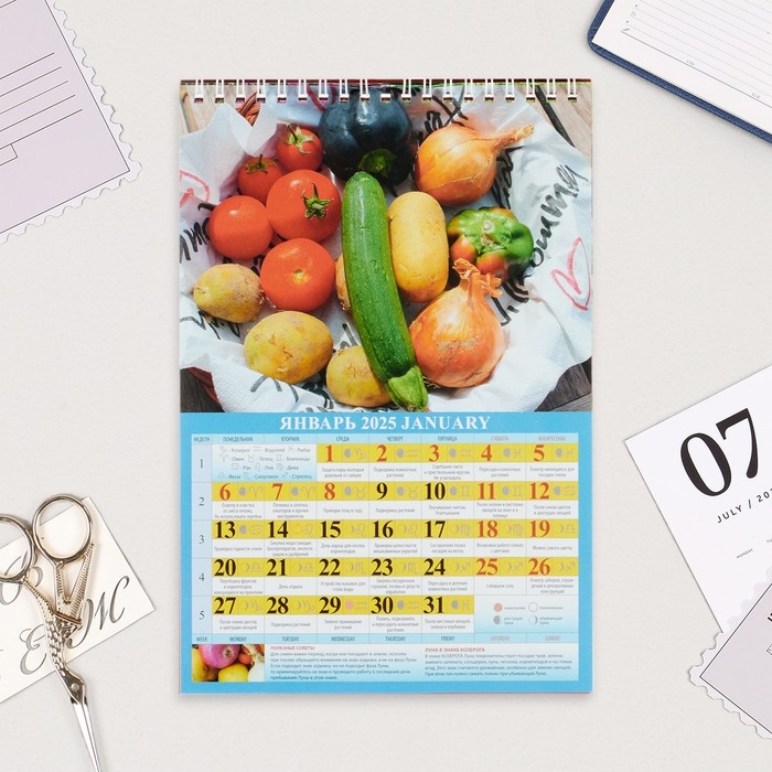 Календарь на пружине без ригеля Календарь на пружине без ригеля "Лунный, садово-огородный " 2025 год, 17 х 25 см