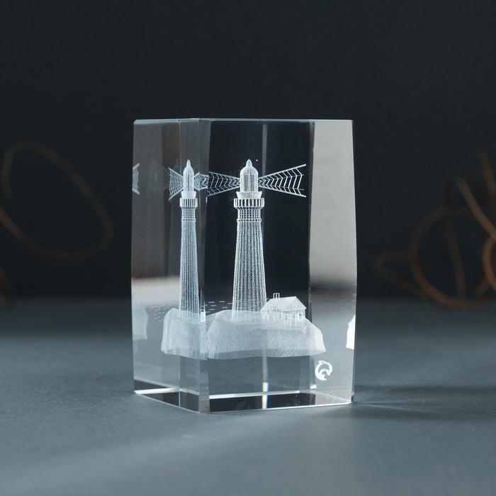 Сувенир стекло прямоугольник  Сувенир стекло прямоугольник "Маяк" 5х5х8 см