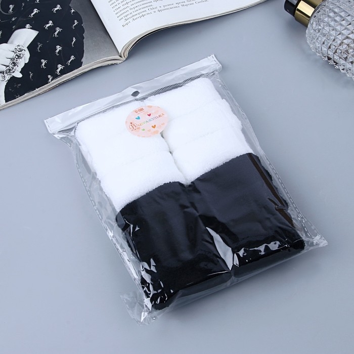 Резинка для волос Резинка для волос "Махрушка" (набор 12 шт) макси, 4 см, чёрно-белый