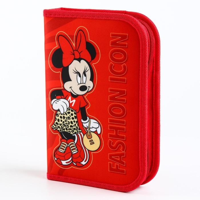 Пенал каркасный, 1 секция, 140х210х40 мм, откидной карман, тканевый, Минни Маус Пенал каркасный, 1 секция, 140х210х40 мм, откидной карман, тканевый, Минни Маус