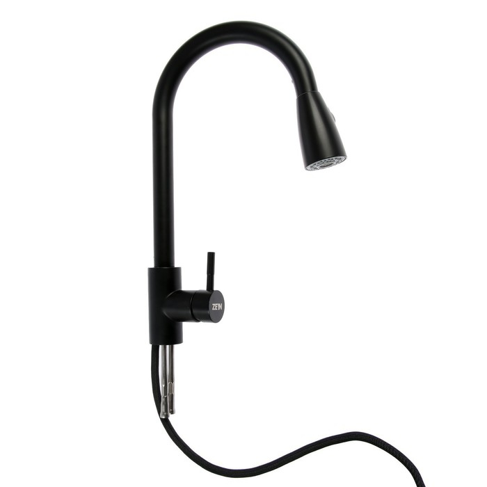 Смеситель для кухни ZEIN Z2571, нержавеющая сталь, с выдвижной лейкой, 2 режима, черный Смеситель для кухни ZEIN Z2571, нержавеющая сталь, с выдвижной лейкой, 2 режима, черный