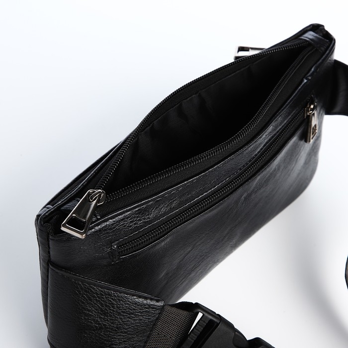 Сумка поясная на молнии, 2 наружных кармана, цвет чёрный Сумка поясная на молнии, 2 наружных кармана, цвет чёрный