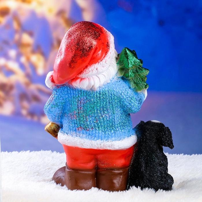 Новогодняя фигура  Новогодняя фигура "Дед мороз с елкой" с блестками 37см