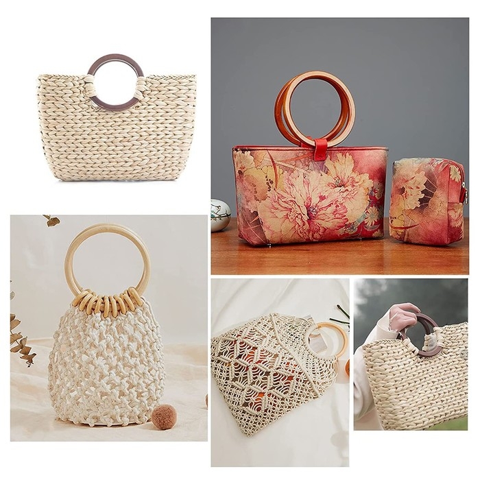 Ручки для сумки деревянные, d = 10,2 / 13,2 см, 2 шт, цвет бежевый Ручки для сумки деревянные, d = 10,2 / 13,2 см, 2 шт, цвет бежевый