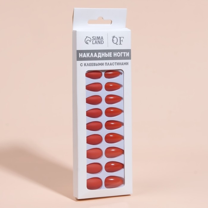 Накладные ногти, 24 шт, с клеевыми пластинами, форма миндаль, цвет коралловый Накладные ногти, 24 шт, с клеевыми пластинами, форма миндаль, цвет коралловый