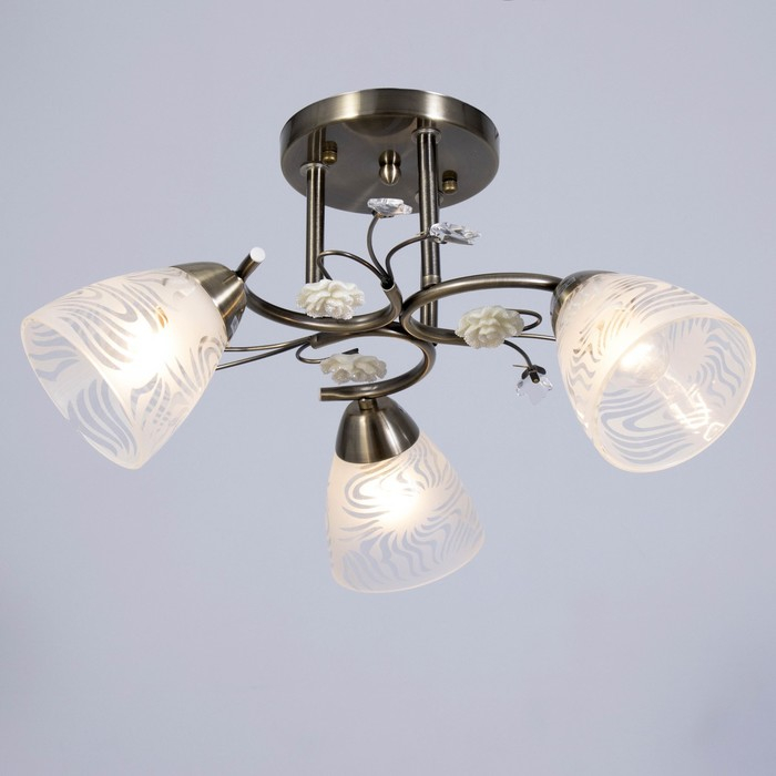 Люстра Люстра "Летний цвет" 3х60Вт E27 античная бронза 43х43х25см