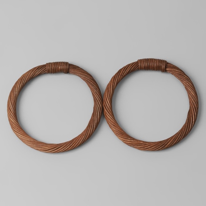 Ручки для сумки деревянные, плетёные, d = 10,2 / 12,5 см, 2 шт, цвет коричневый Ручки для сумки деревянные, плетёные, d = 10,2 / 12,5 см, 2 шт, цвет коричневый