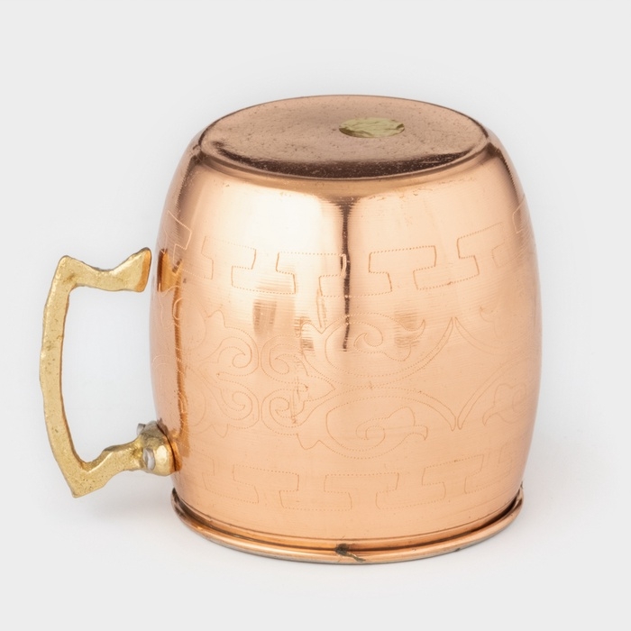 Кружка медная, 450 мл, d= 8 см, h=8,5 см, латунная ручка, с узором, 1 сорт Кружка медная, 450 мл, d= 8 см, h=8,5 см, латунная ручка, с узором, 1 сорт