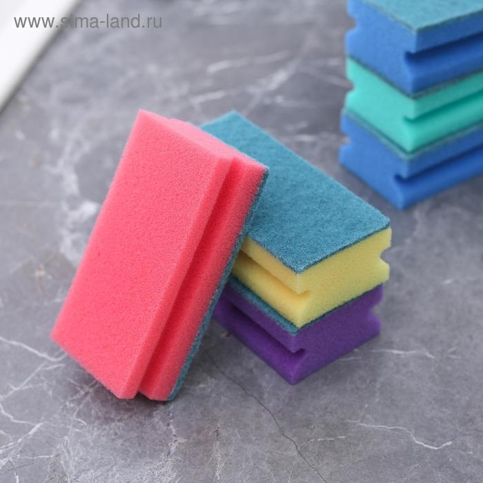 Губка для мытья посуды Доляна «Генеральная уборка», 12×6×4 см, 6 шт Губка для мытья посуды Доляна «Генеральная уборка», 12×6×4 см, 6 шт