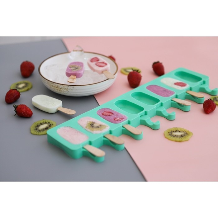 Форма для мороженого Доляна «Эскимо», силикон, 42×12 см, 8 ячеек (6,8×3,8 см), цвет МИКС Форма для мороженого Доляна «Эскимо», силикон, 42×12 см, 8 ячеек (6,8×3,8 см), цвет МИКС