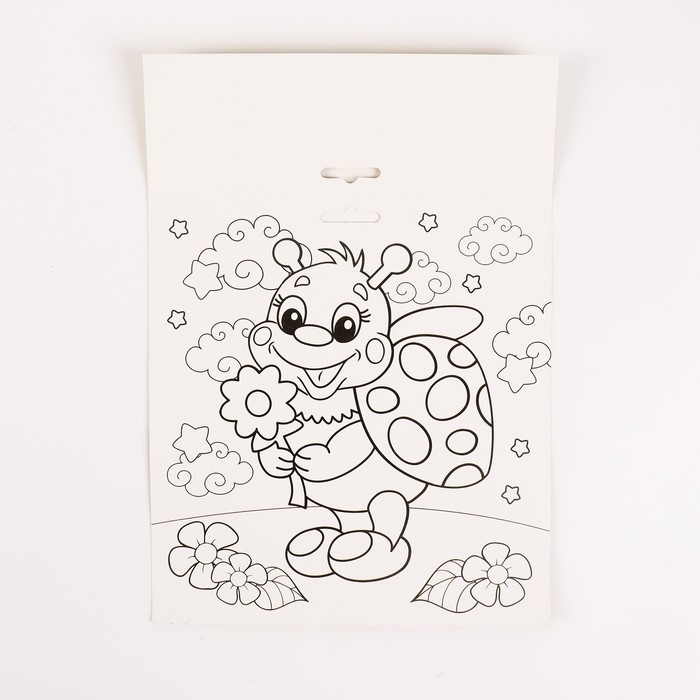 Аппликация стикерами форменная «Божья коровка на листочке», набор для творчества, стикерная мозаика