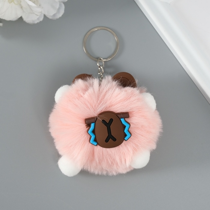 Пушистик на кольце  Пушистик на кольце "Капибара Мистер Грусть" розовый 10х8х8 см