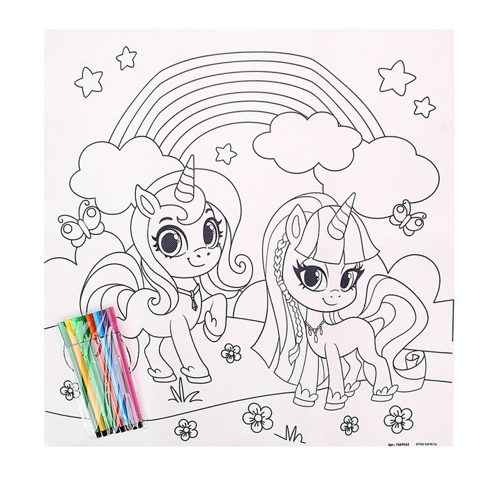 Набор для творчества &laquo;Коврик-раскраска&raquo;, 50 &times; 50 см, с фигуркой, с фломастерами, с ковриком