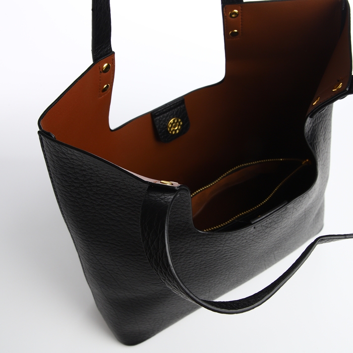 Сумка-мешок женская на магните, косметичка, цвет чёрный