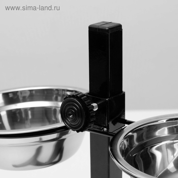 Подставка с мисками, 2 х 350 мл, высота 30 см, разборная, чёрная Подставка с мисками, 2 х 350 мл, высота 30 см, разборная, чёрная