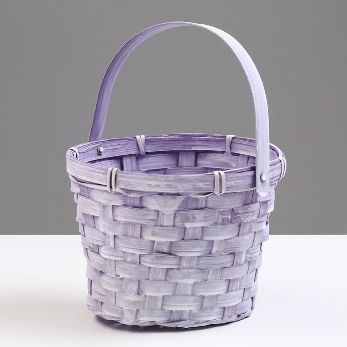 Корзина плетеная, D17 х 12 х 22 см, фиолетовая, бамбук Корзина плетеная, D17 х 12 х 22 см, фиолетовая, бамбук