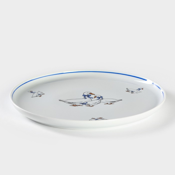 Блюдо фарфоровое для пиццы «Гуси», d=30 см Блюдо фарфоровое для пиццы «Гуси», d=30 см